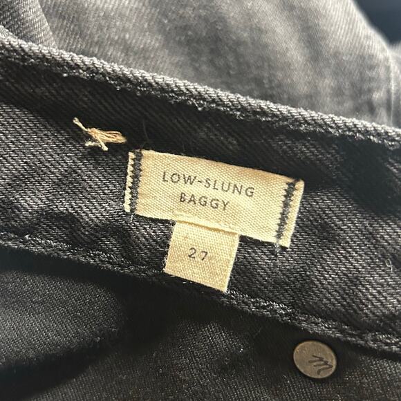 Madewell Women's Low Slung Baggy Wide Leg Jeans Black Full Length 27 New - Picture 8 of 9